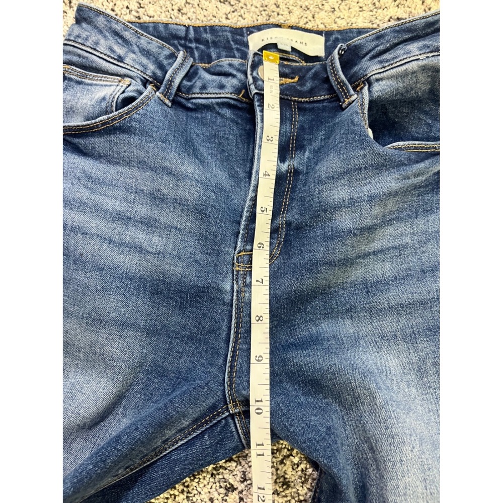 Risen Jeans Womens Blue High Rise Flare Wide Leg Raw Hem Denim RDPSize 3/26 - Picture 9 of 15